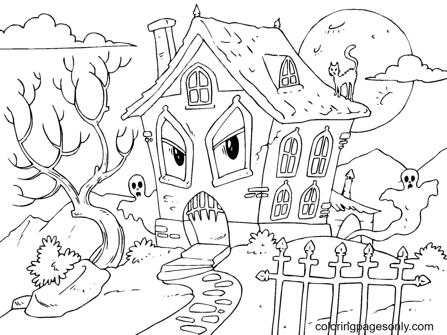 Desenhos de Casa Assombrada Para Colorir 3