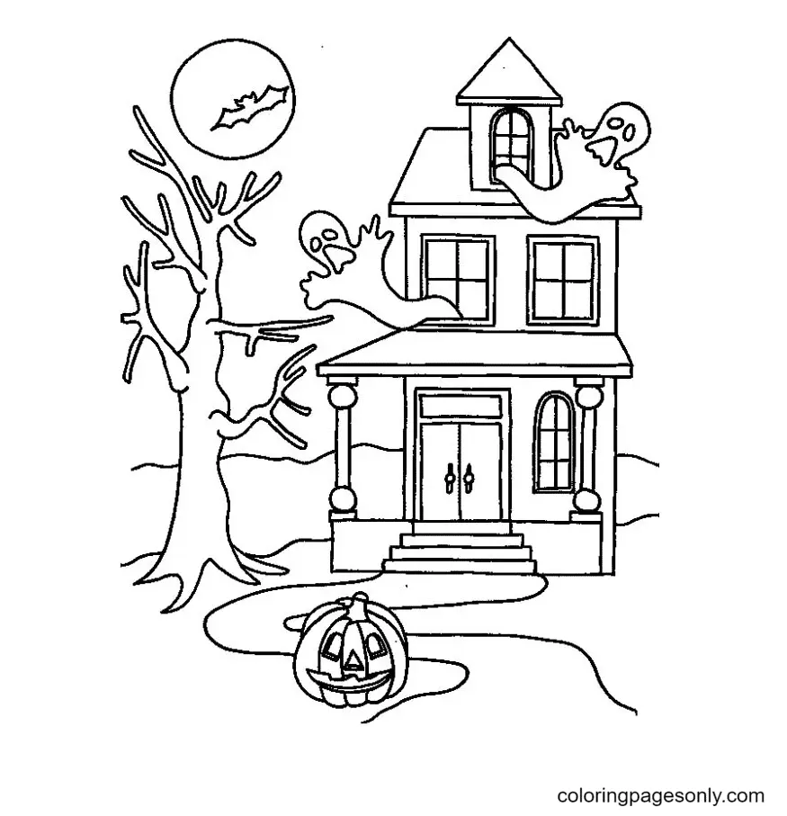 Desenhos de Casa Assombrada Para Colorir 5