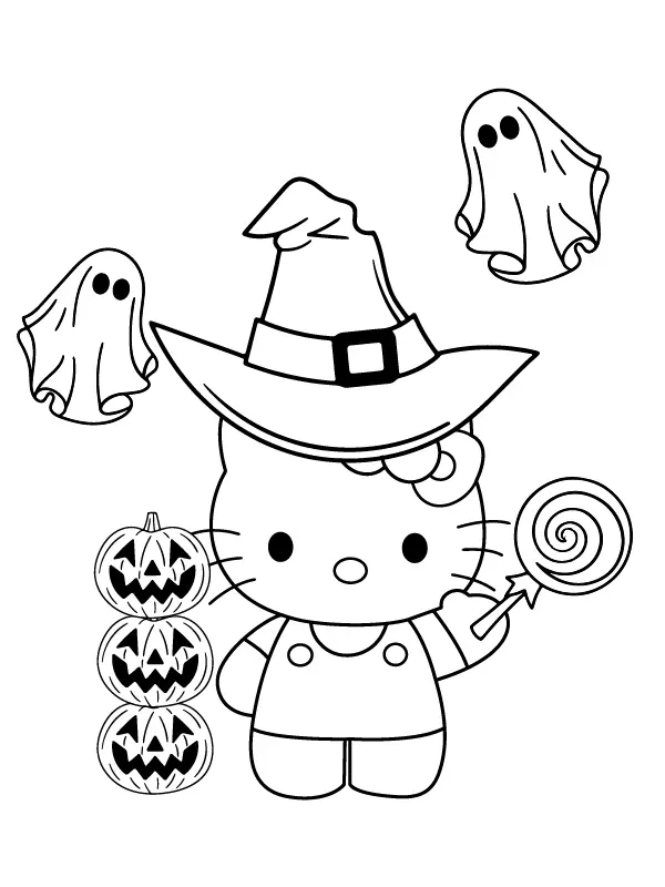 Desenhos de Halloween Da Hello Kitty Para Colorir 3