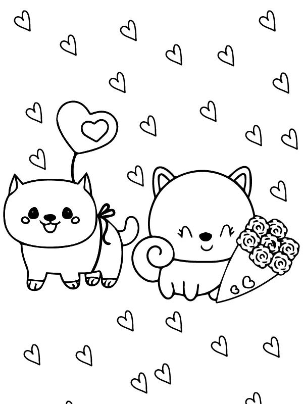 Kawaii Valentines Coloring Pages