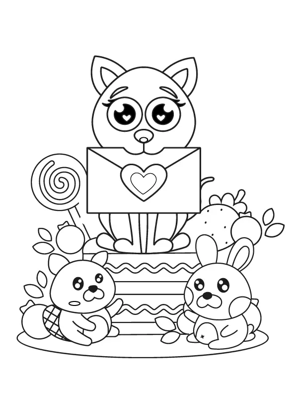 Kawaii Valentines Coloring Pages 2