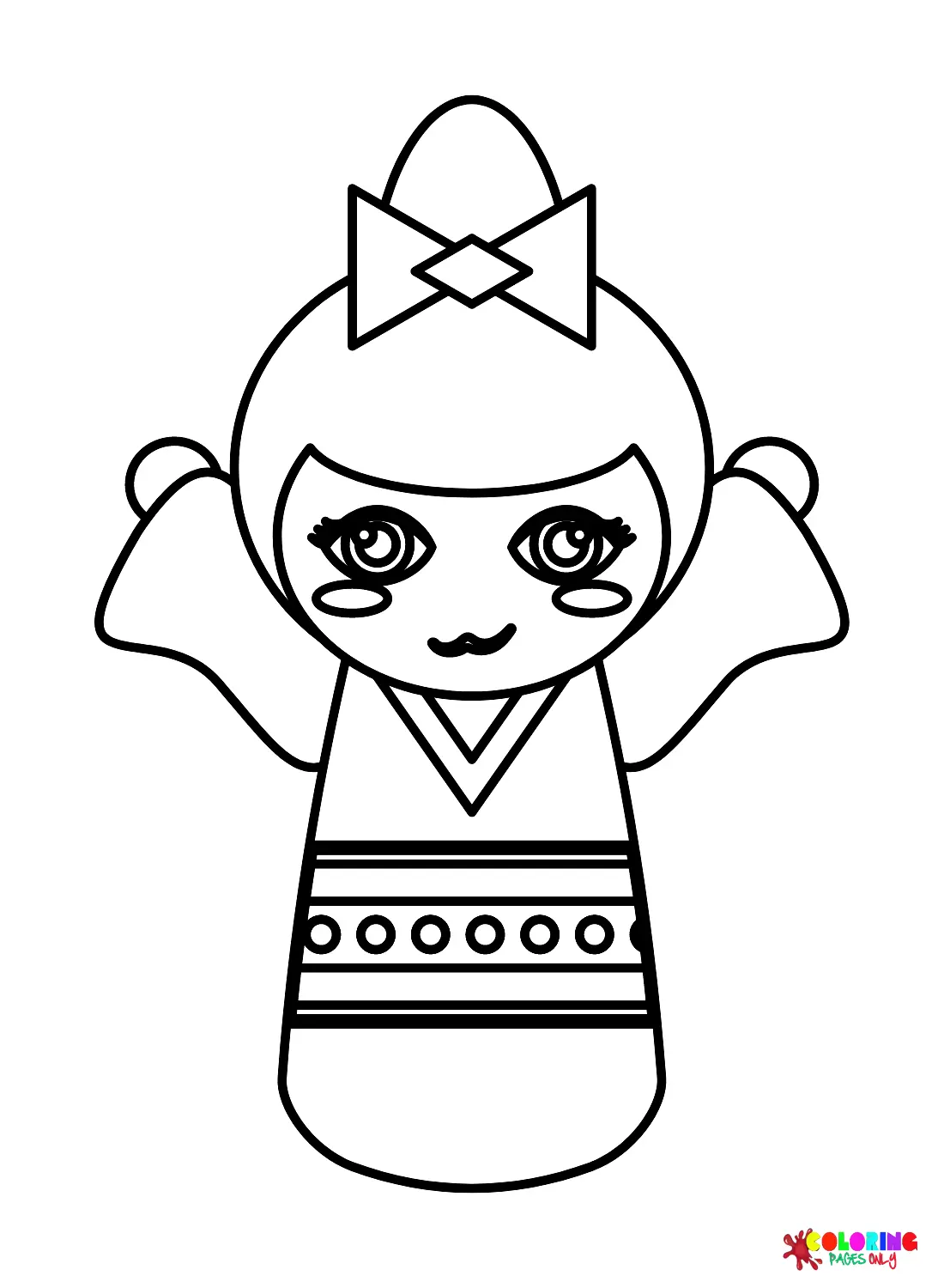 Desenhos de Boneca Kokeshi Para Colorir 1