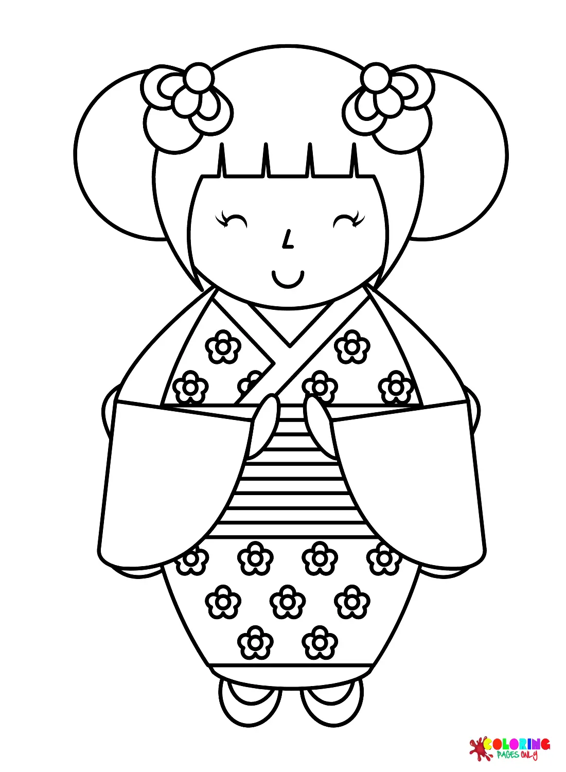 Desenhos de Boneca Kokeshi Para Colorir 21
