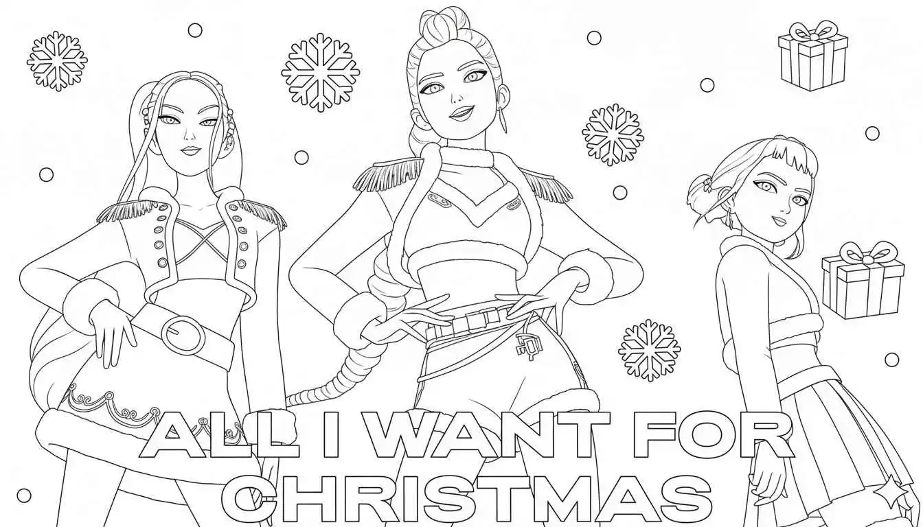 KPop Demon Hunters Natal Paginas para Colorir 13