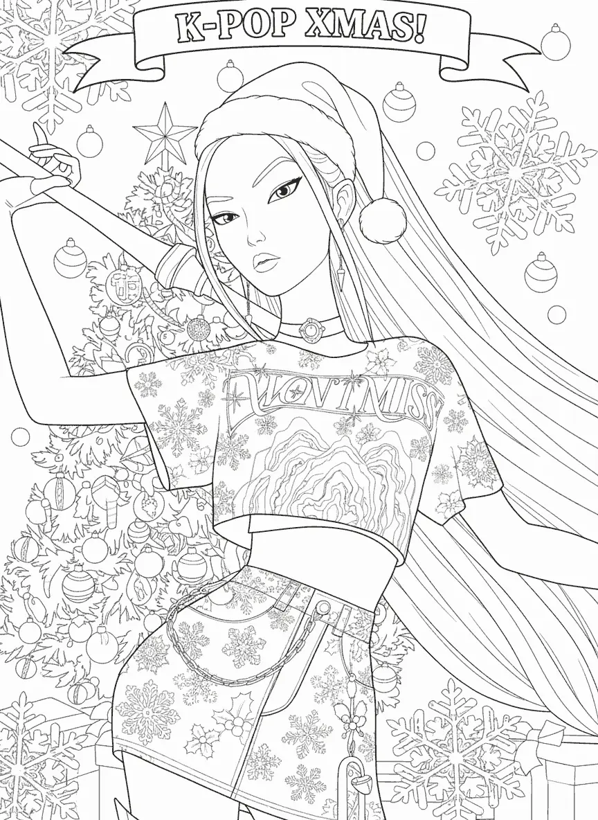 KPop Demon Hunters Navidad para Colorear 2