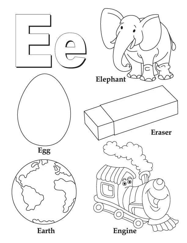 Desenhos de Letra E Para Colorir 2