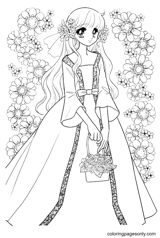 Long Hair Anime Girl Coloring Pages 14