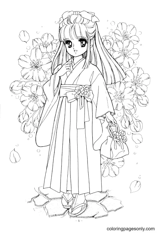 Long Hair Anime Girl Coloring Pages 21