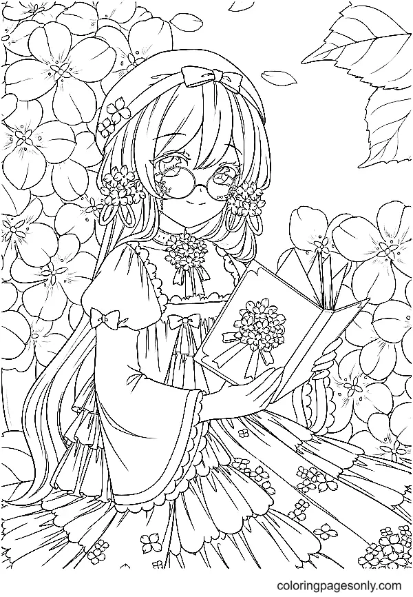 Long Hair Anime Girl Coloring Pages 23