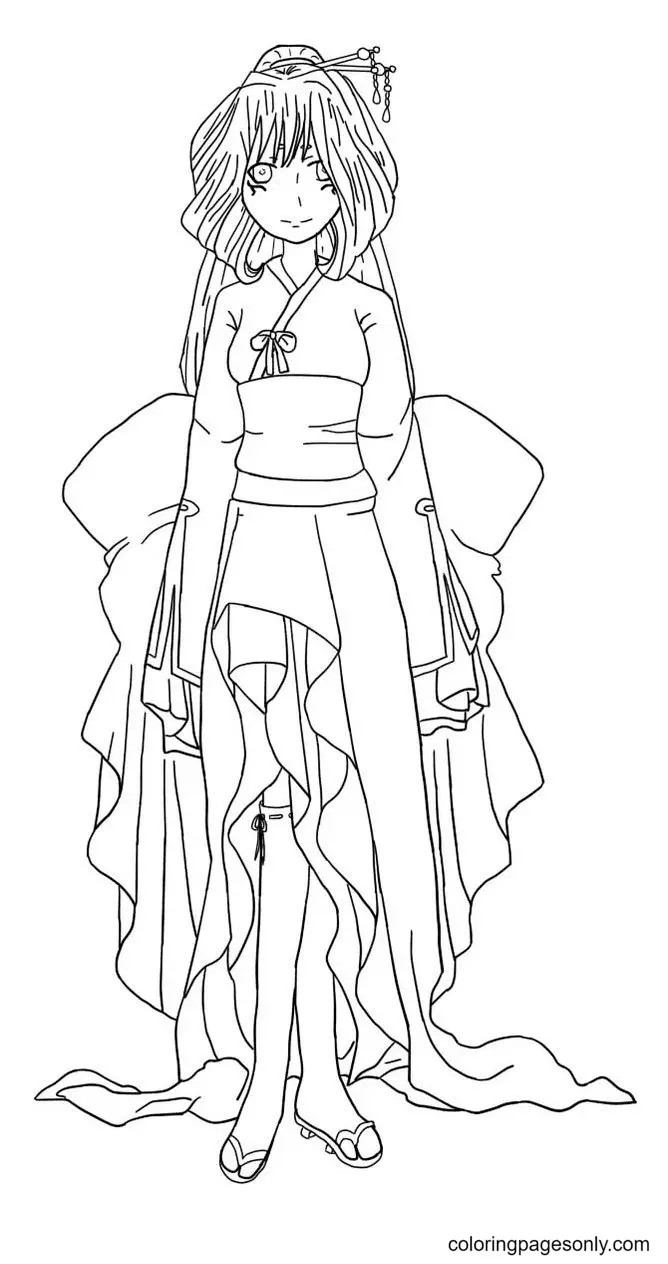 Long Hair Anime Girl Coloring Pages 42