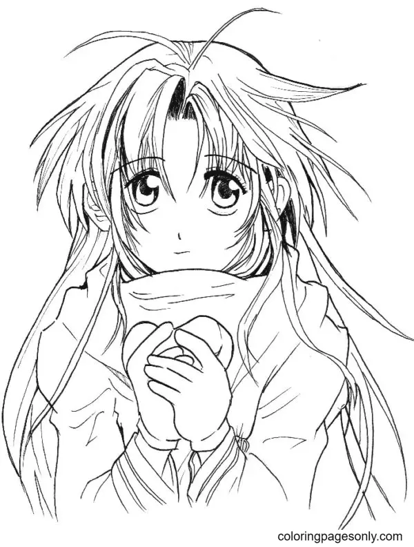 Desenhos de garotas de anime com cabelo comprido Para Colorir