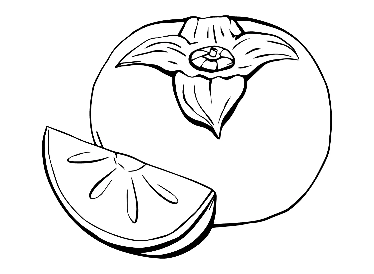 Desenhos de Caqui Para Colorir 2