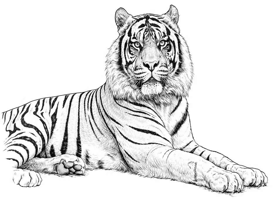 Tigre Realista Paginas para Colorir 11