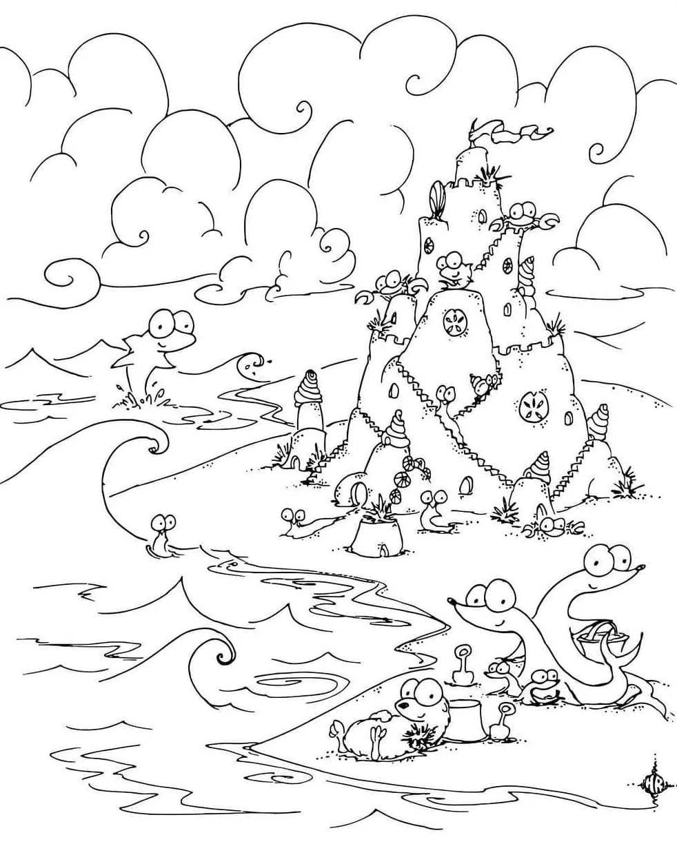 Desenhos de Castelo de Areia Para Colorir 34