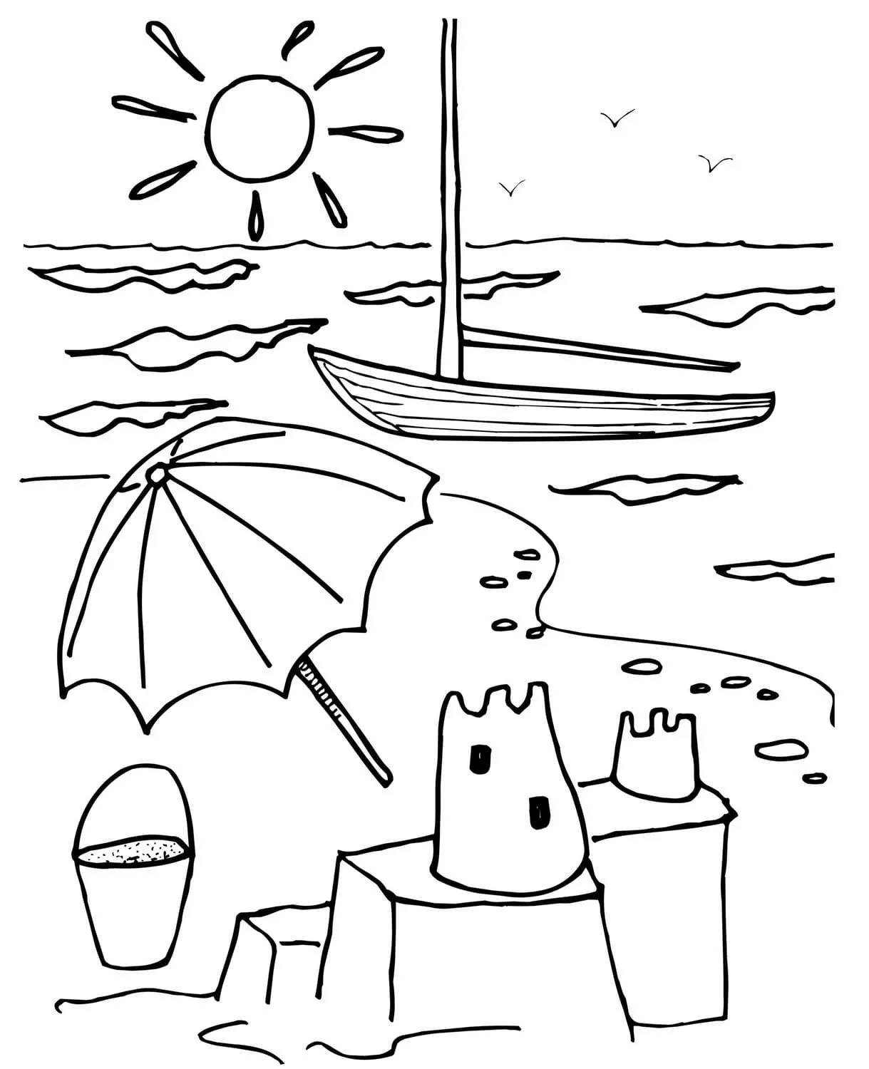 Desenhos de Castelo de Areia Para Colorir 47