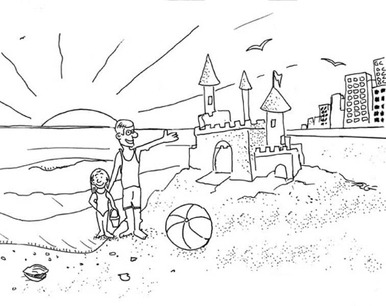 Desenhos de Castelo de Areia Para Colorir 48