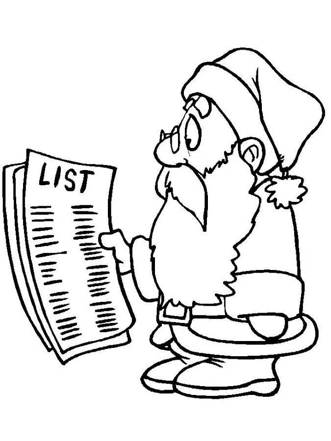 Ausmalbilder Santa Liste