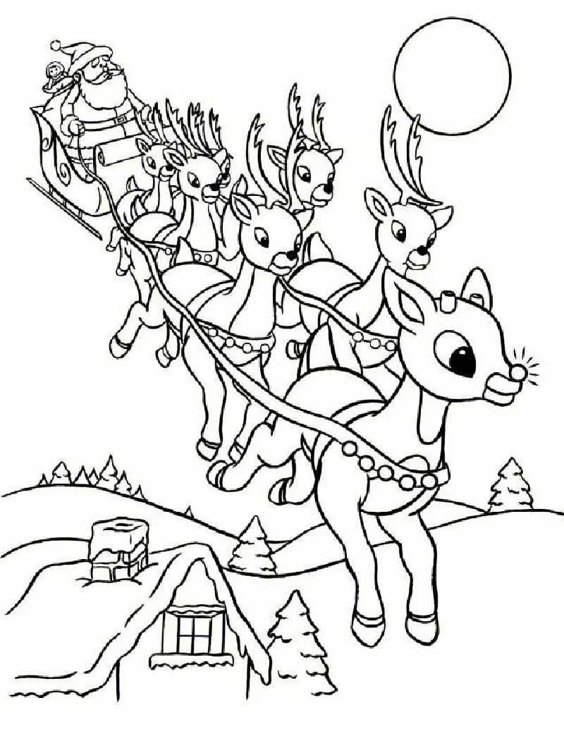 Desenhos de Renas Do Papai Noel Para Colorir 1