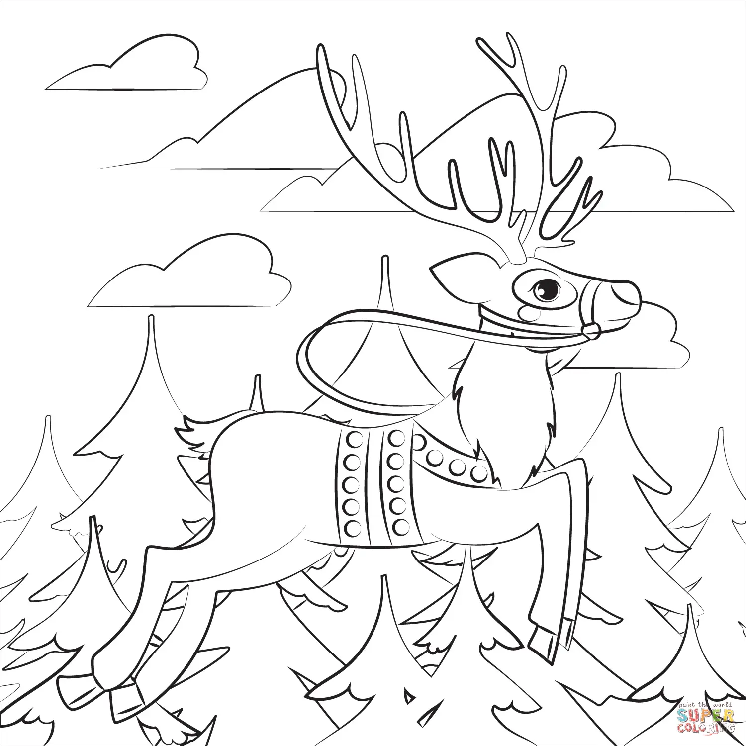 Desenhos de Renas Do Papai Noel Para Colorir 8