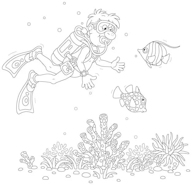 Scuba Diving Coloring Pages 12