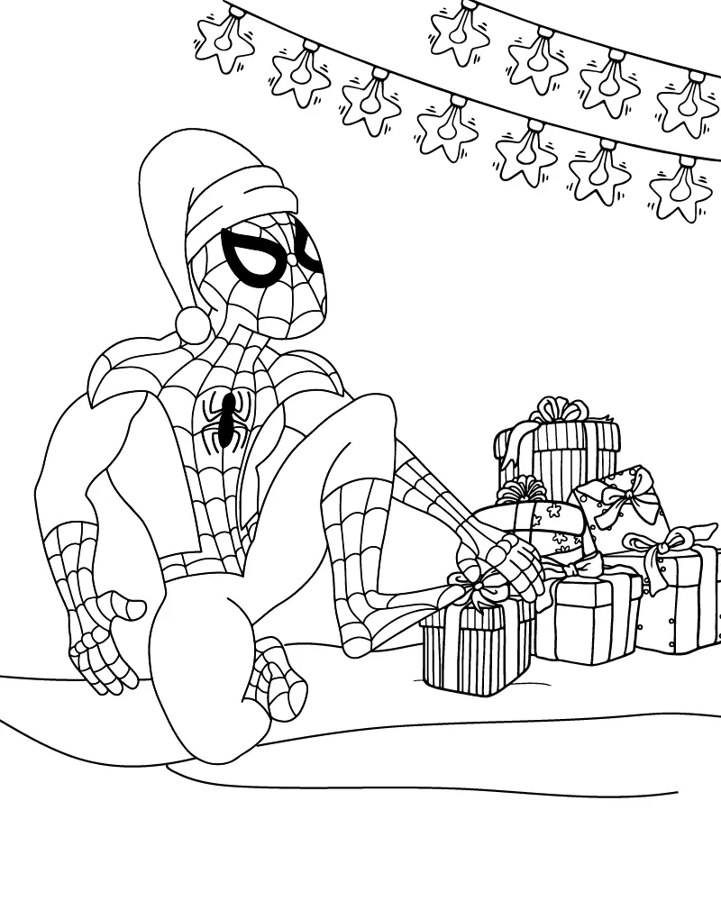 Spiderman Weihnachts-Ausmalbilder