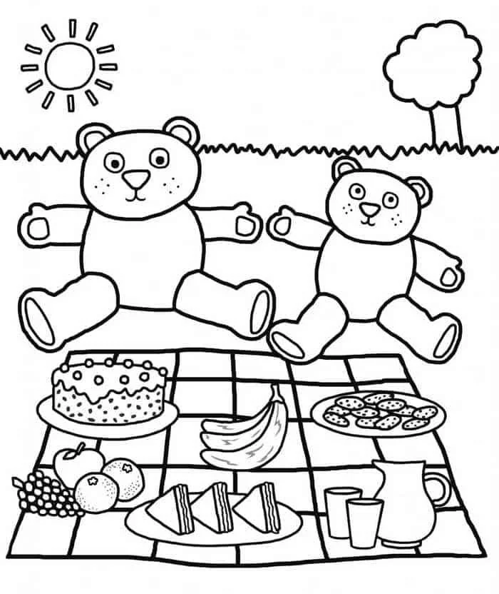 Teddy-Picknick Ausmalbilder 10