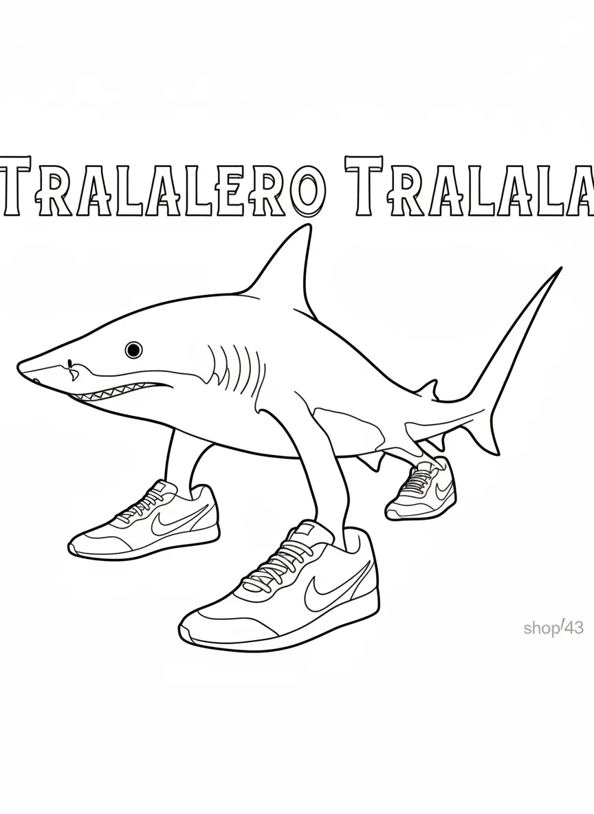Tralalero Tralala Paginas para Colorir 3