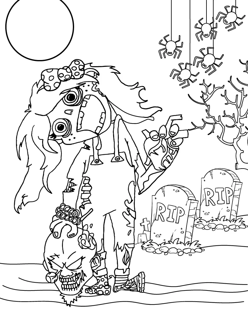 Zombie Girl Coloring Pages 1