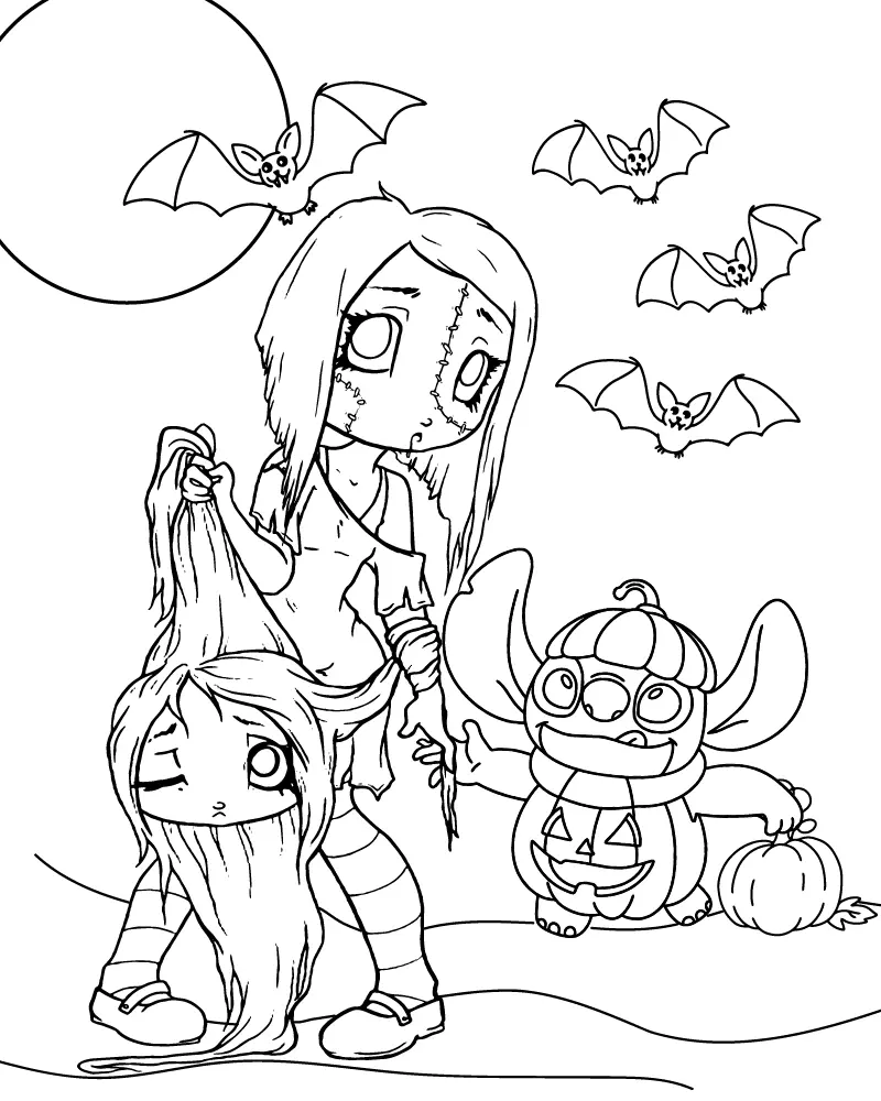 Zombie Girl Coloring Pages 2