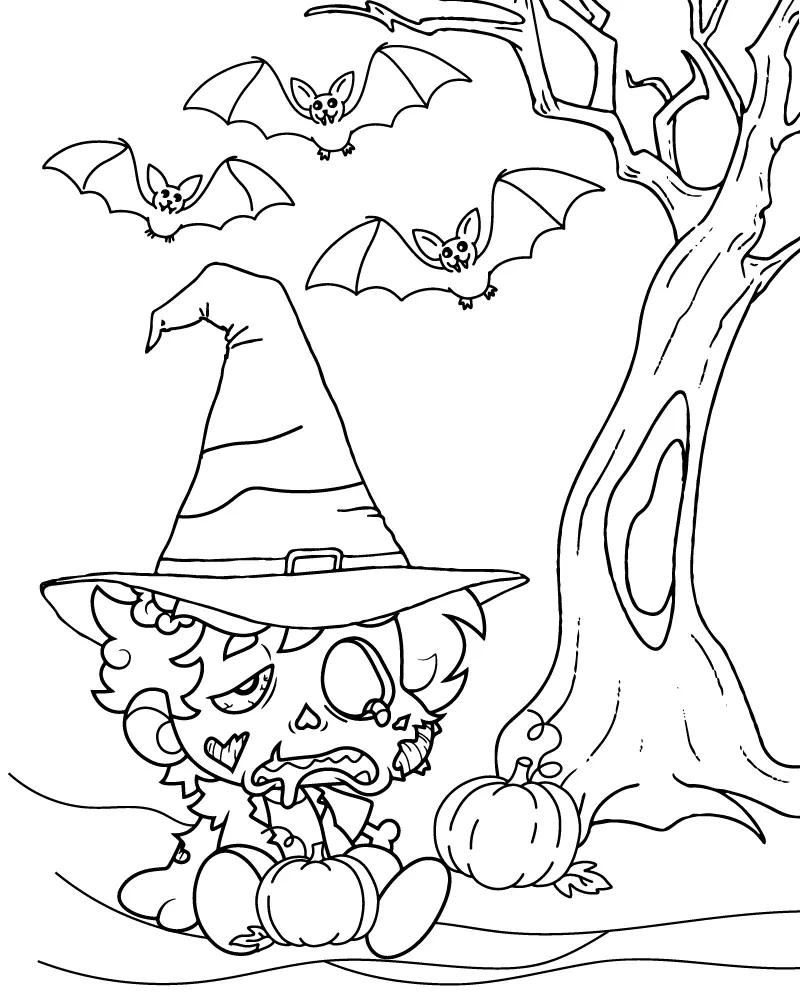 Zombie Girl Coloring Pages 3