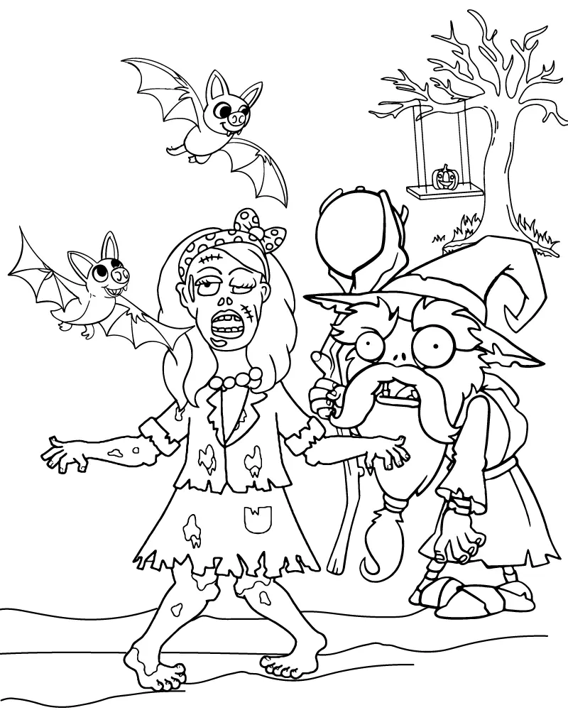 Zombie Girl Coloring Pages 4